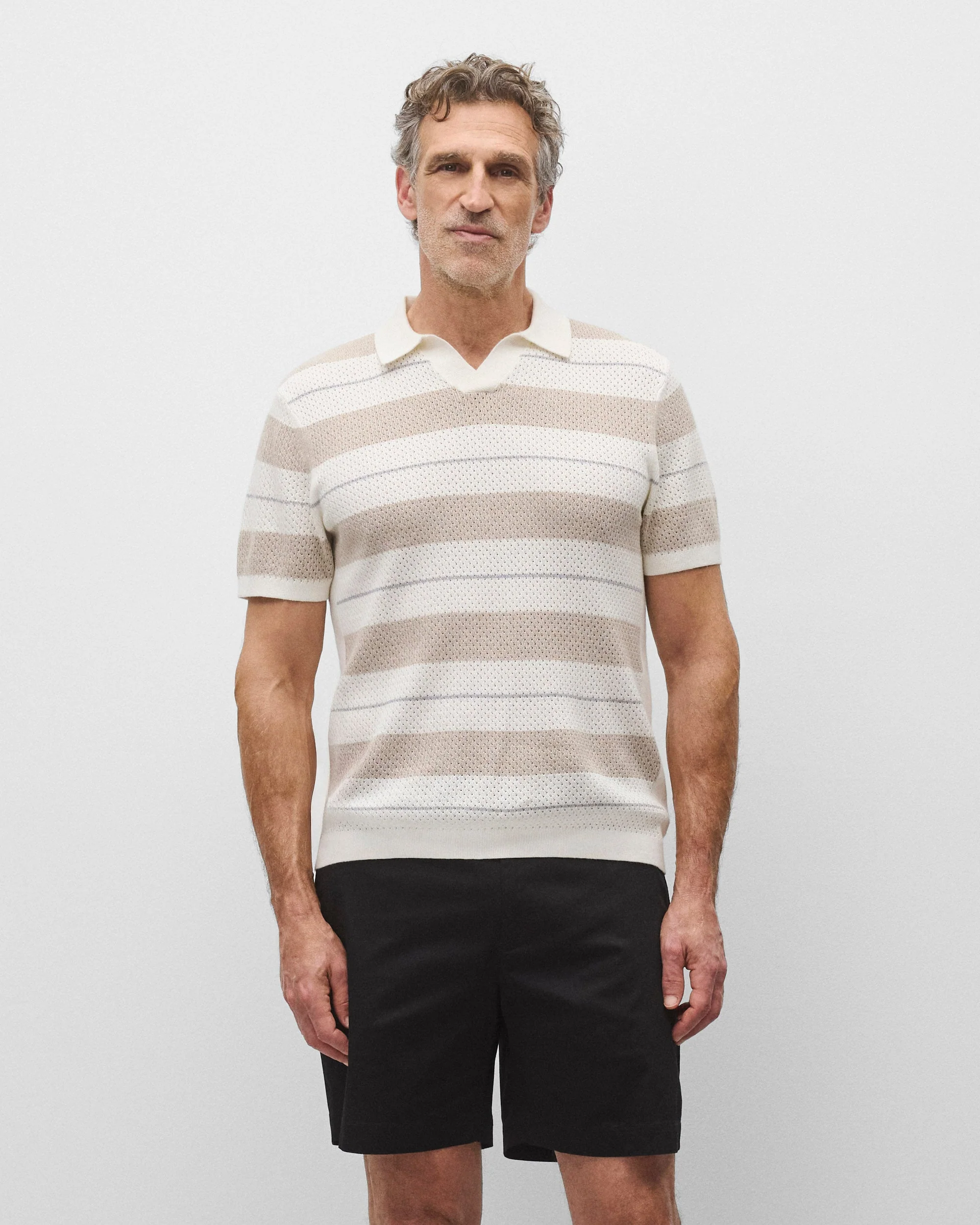 Cotton Linen Stripe Victor Polo - Image 2